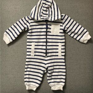 H&M Navy and White Striped Baby Jumpsuit